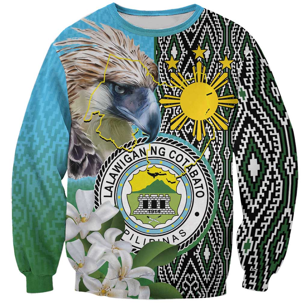 Cotabato Philippines Province Sweatshirt Filipino Eagle Sampaguita Tinalak Pattern LT14 Unisex Blue - Polynesian Pride