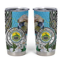 Cotabato Philippines Province Tumbler Cup Filipino Eagle Sampaguita Tinalak Pattern LT14 Blue - Polynesian Pride