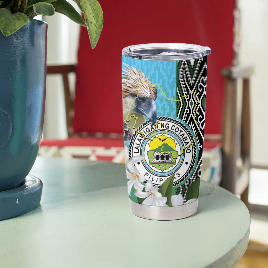 Cotabato Philippines Province Tumbler Cup Filipino Eagle Sampaguita Tinalak Pattern LT14 - Polynesian Pride