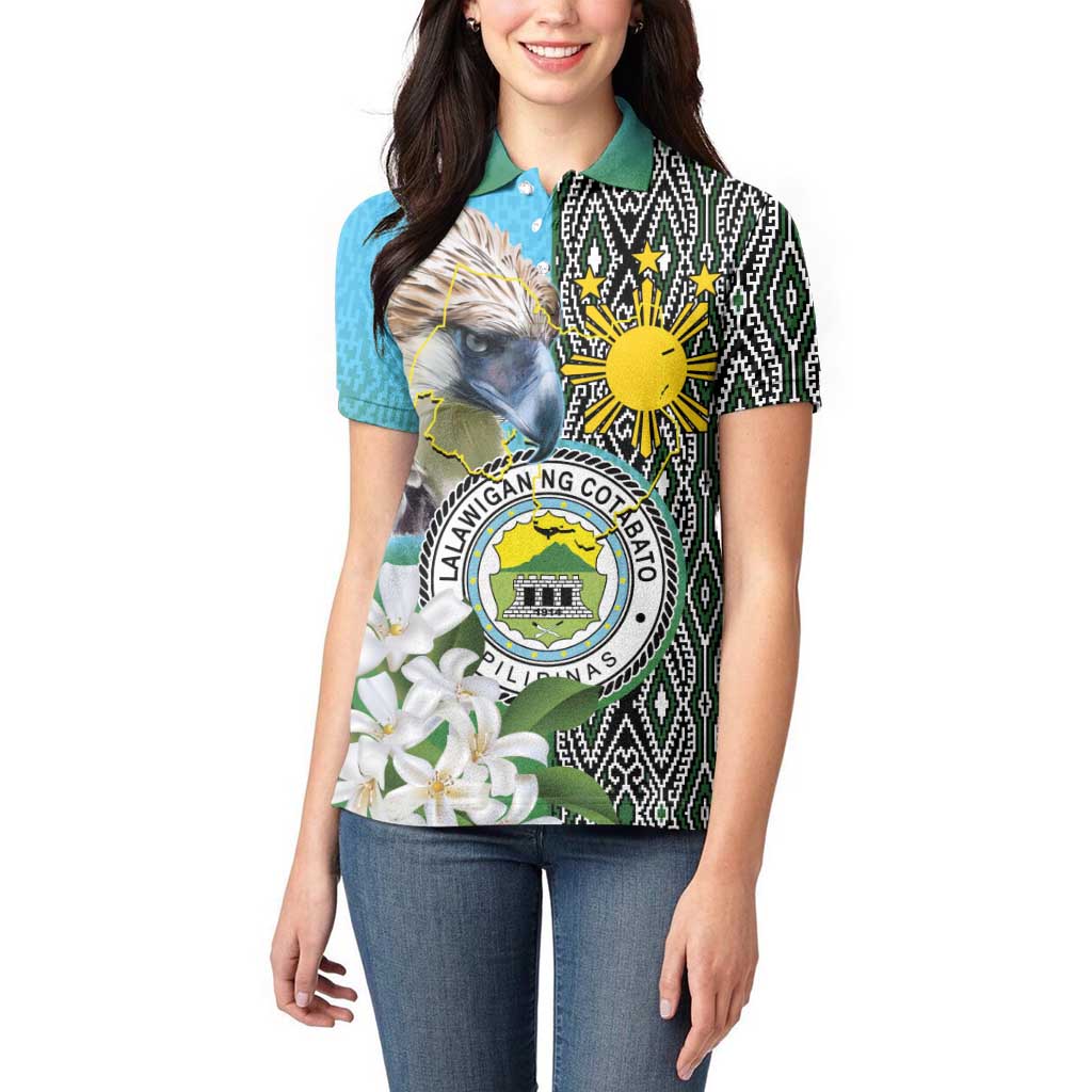 Cotabato Philippines Province Women Polo Shirt Filipino Eagle Sampaguita Tinalak Pattern