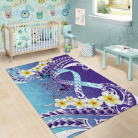 No Story Should End Too Soon Suicide Awareness Area Rug Purple And Teal Polynesian Ribbon