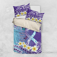 No Story Should End Too Soon Suicide Awareness Bedding Set Purple And Teal Polynesian Ribbon