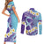 No Story Should End Too Soon Suicide Awareness Couples Matching Short Sleeve Bodycon Dress and Long Sleeve Button Shirt Purple And Teal Polynesian Ribbon