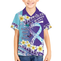No Story Should End Too Soon Suicide Awareness Family Matching Puletasi and Hawaiian Shirt Purple And Teal Polynesian Ribbon
