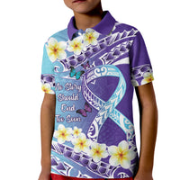 No Story Should End Too Soon Suicide Awareness Kid Polo Shirt Purple And Teal Polynesian Ribbon