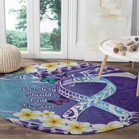 No Story Should End Too Soon Suicide Awareness Round Carpet Purple And Teal Polynesian Ribbon