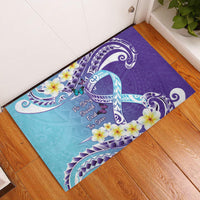 No Story Should End Too Soon Suicide Awareness Rubber Doormat Purple And Teal Polynesian Ribbon