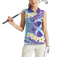 No Story Should End Too Soon Suicide Awareness Women Sleeveless Polo Shirt Purple And Teal Polynesian Ribbon