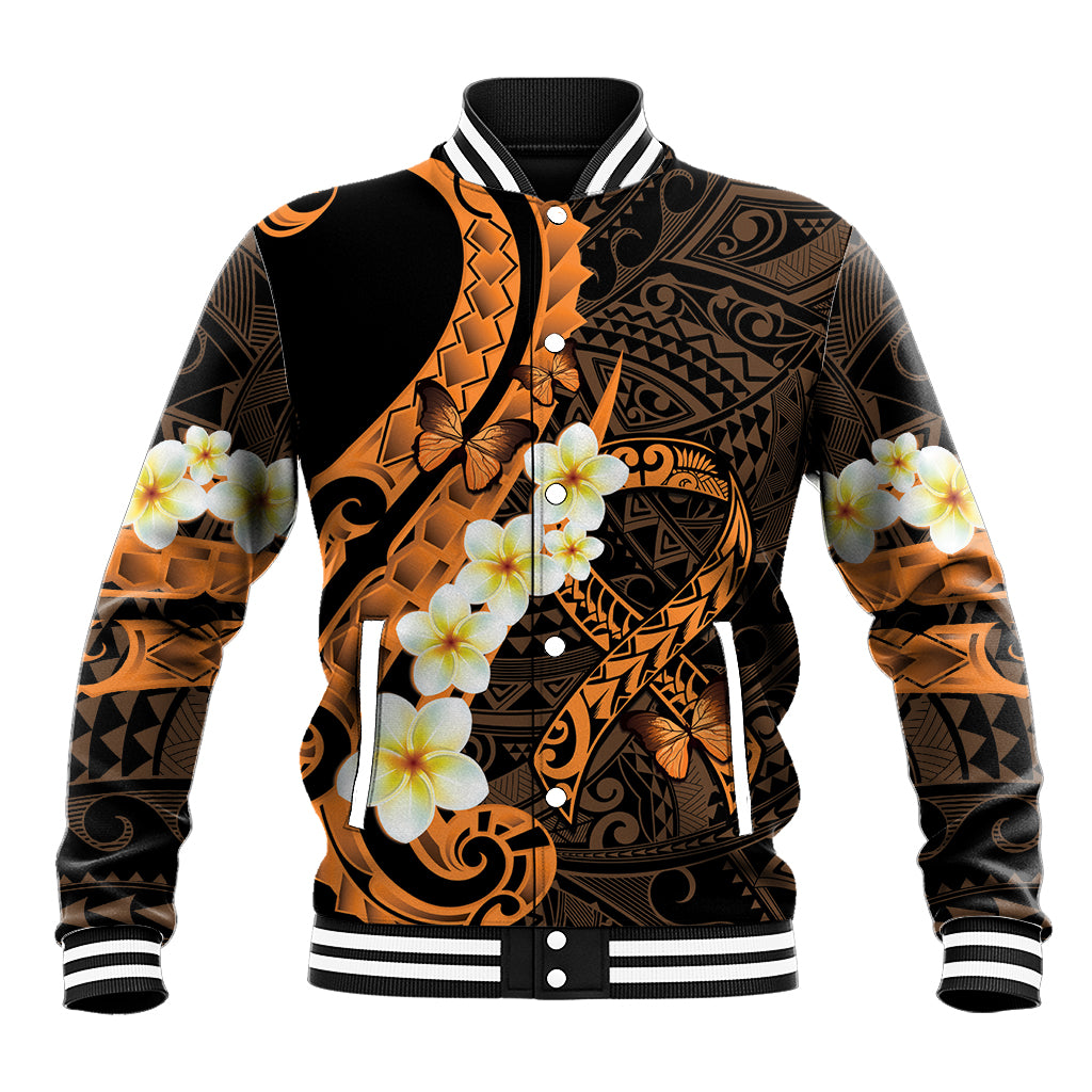 Liver Cancer Awareness Month Baseball Jacket Awareness Is Key Orange Polynesian Ribbon