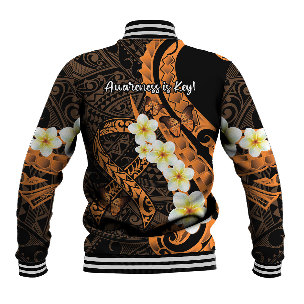 Liver Cancer Awareness Month Baseball Jacket Awareness Is Key Orange Polynesian Ribbon