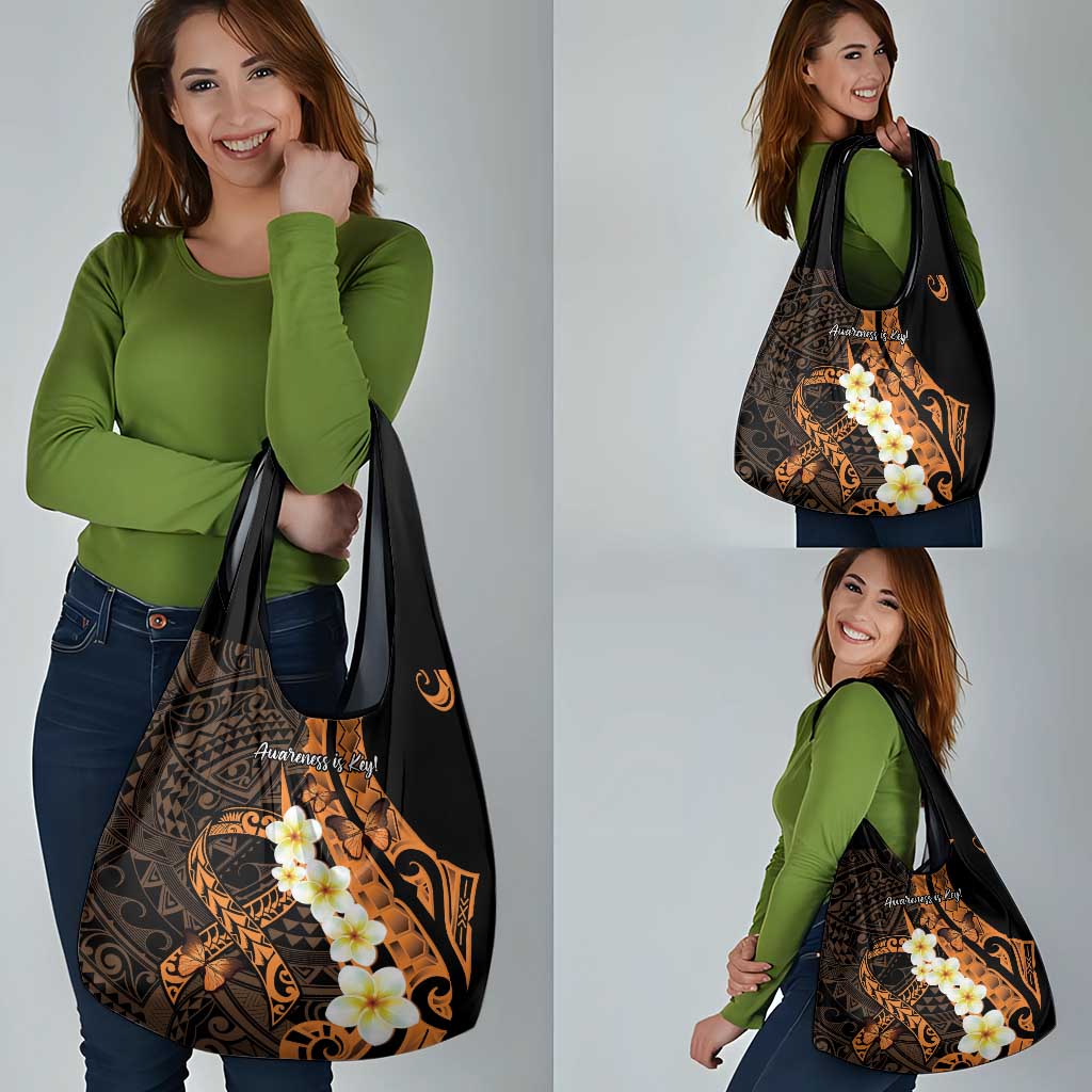 Liver Cancer Awareness Month Grocery Bag Awareness Is Key Orange Polynesian Ribbon