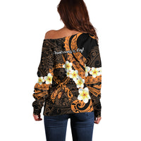 Liver Cancer Awareness Month Off Shoulder Sweater Awareness Is Key Orange Polynesian Ribbon