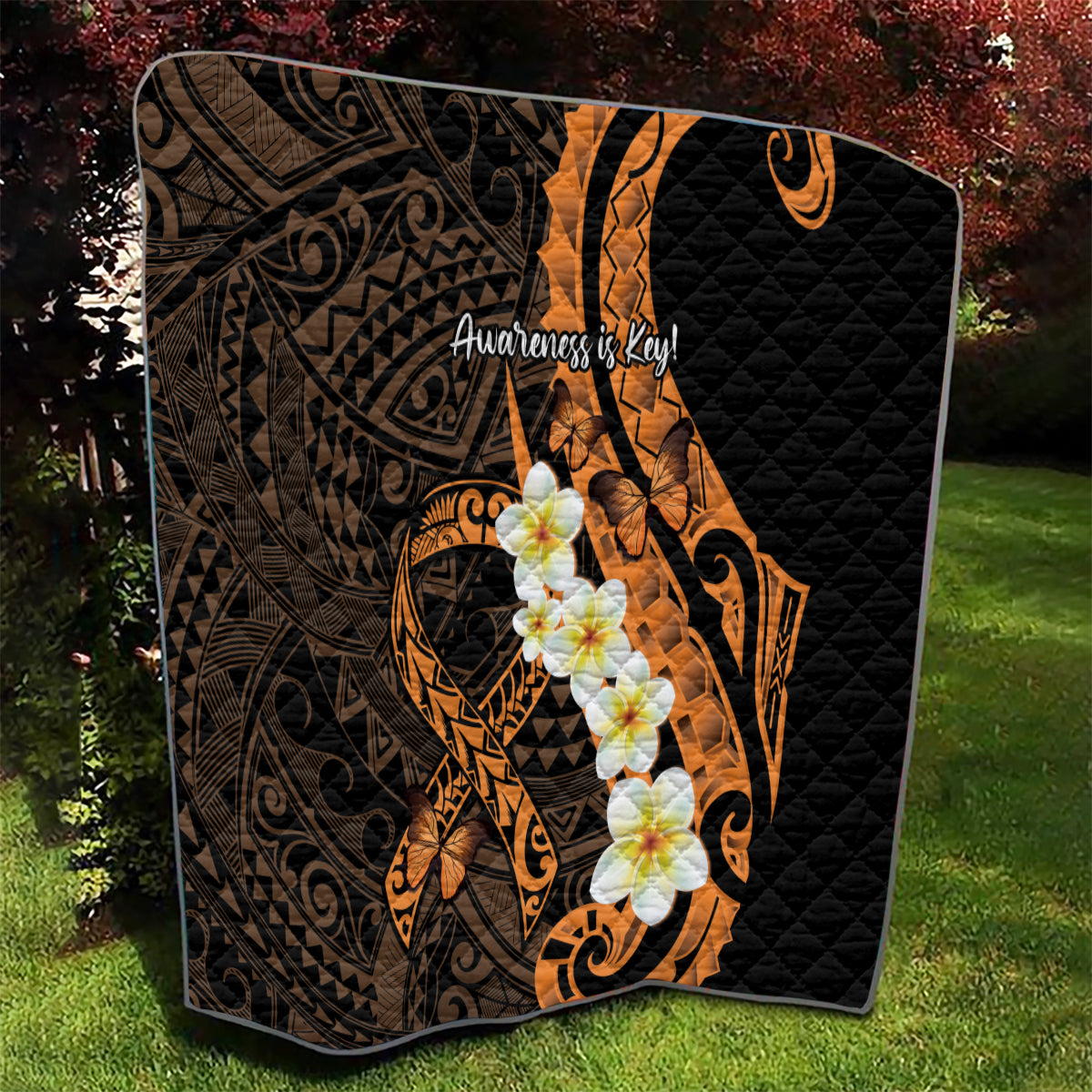 Liver Cancer Awareness Month Quilt Awareness Is Key Orange Polynesian Ribbon
