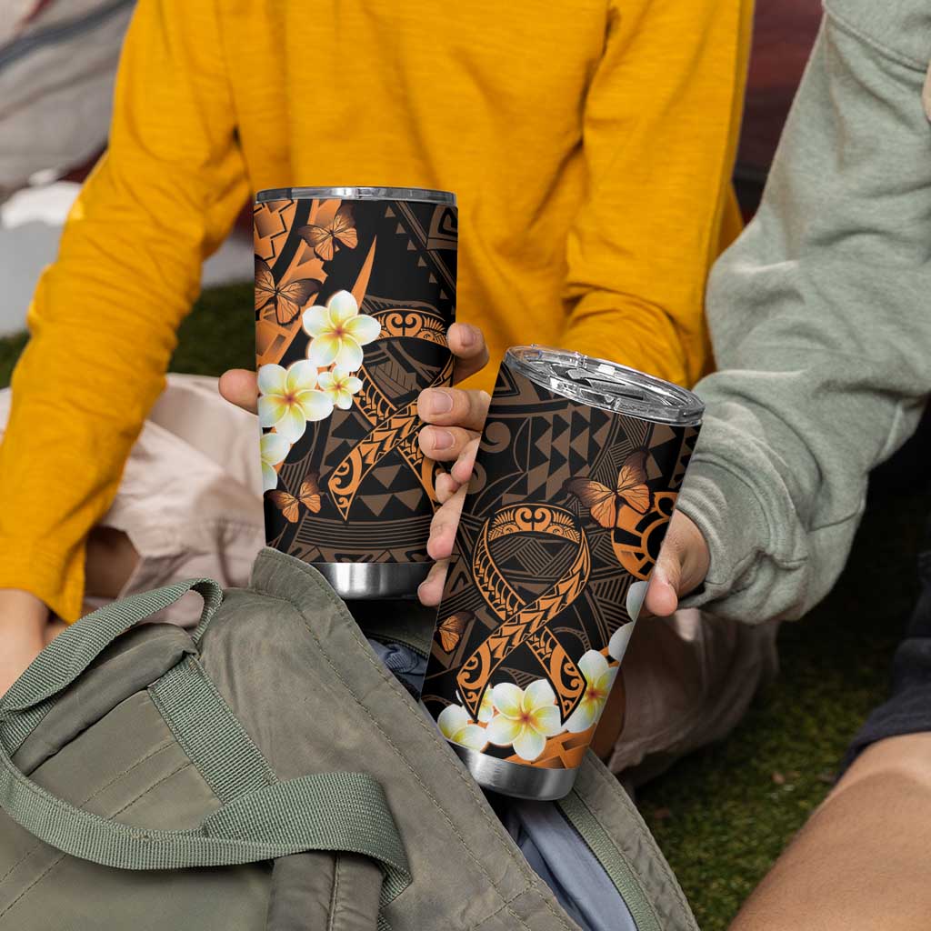 Liver Cancer Awareness Month Tumbler Cup Awareness Is Key Orange Polynesian Ribbon