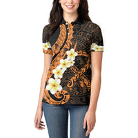 Liver Cancer Awareness Month Women Polo Shirt Awareness Is Key Orange Polynesian Ribbon