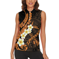 Liver Cancer Awareness Month Women Sleeveless Polo Shirt Awareness Is Key Orange Polynesian Ribbon