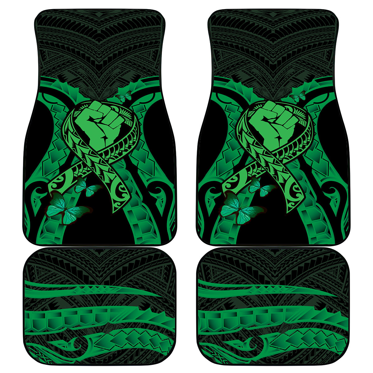 ADHD Awareness Month You Matter Car Mats Green Polynesian Ribbon