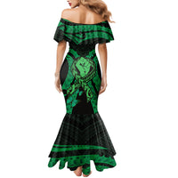 ADHD Awareness Month You Matter Family Matching Mermaid Dress and Hawaiian Shirt Green Polynesian Ribbon