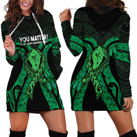 ADHD Awareness Month You Matter Hoodie Dress Green Polynesian Ribbon