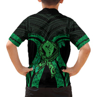 ADHD Awareness Month You Matter Kid Hawaiian Shirt Green Polynesian Ribbon