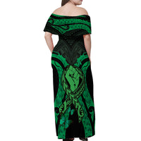 ADHD Awareness Month You Matter Off Shoulder Maxi Dress Green Polynesian Ribbon