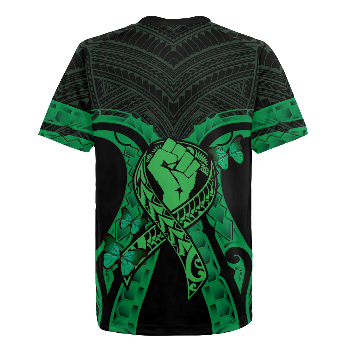 ADHD Awareness Month You Matter Rugby Jersey Green Polynesian Ribbon