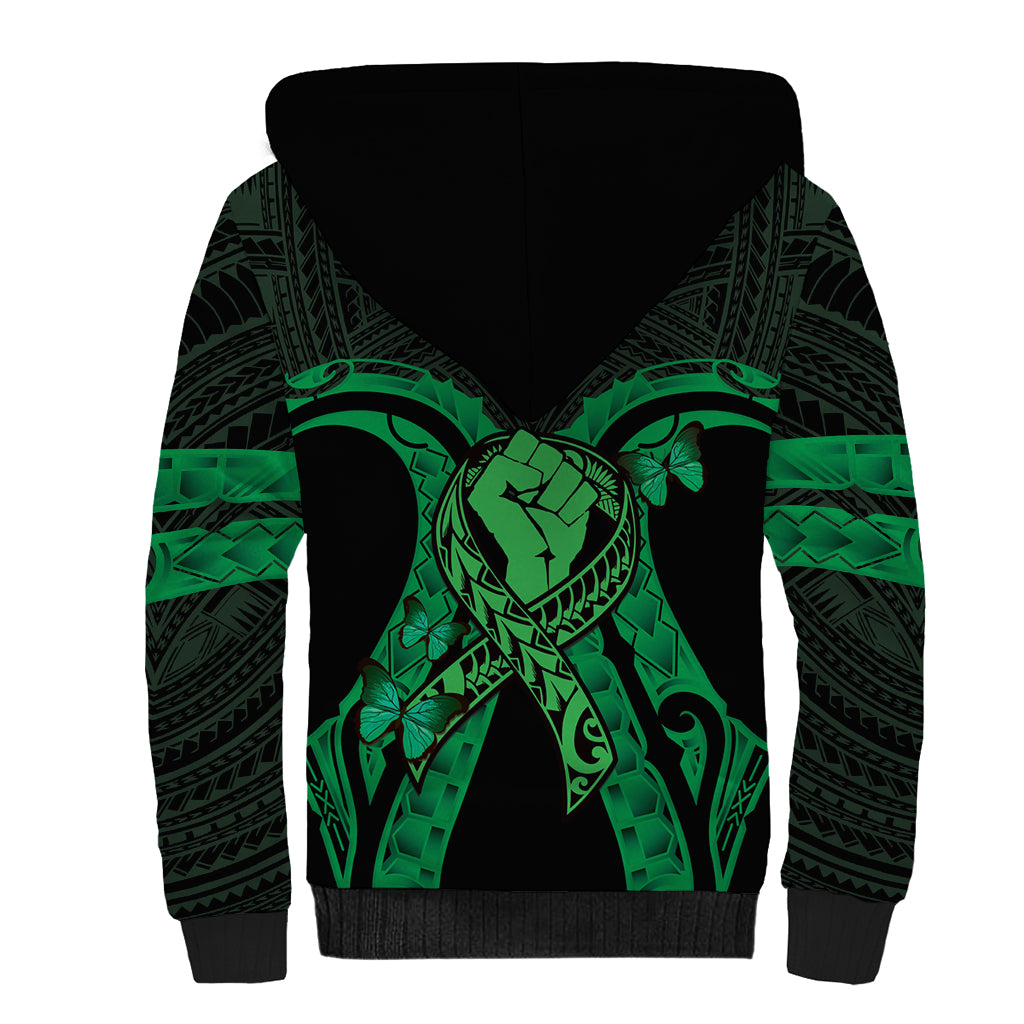 ADHD Awareness Month You Matter Sherpa Hoodie Green Polynesian Ribbon