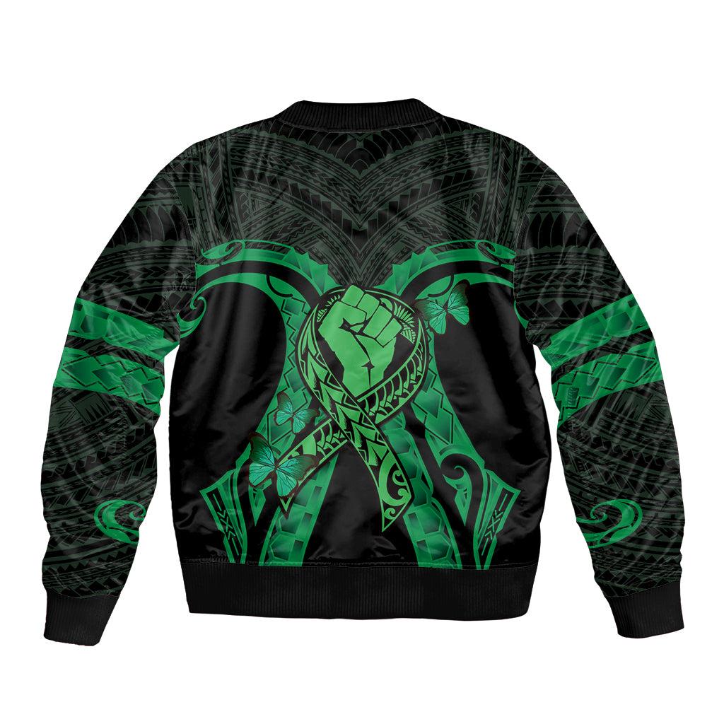 ADHD Awareness Month You Matter Sleeve Zip Bomber Jacket Green Polynesian Ribbon