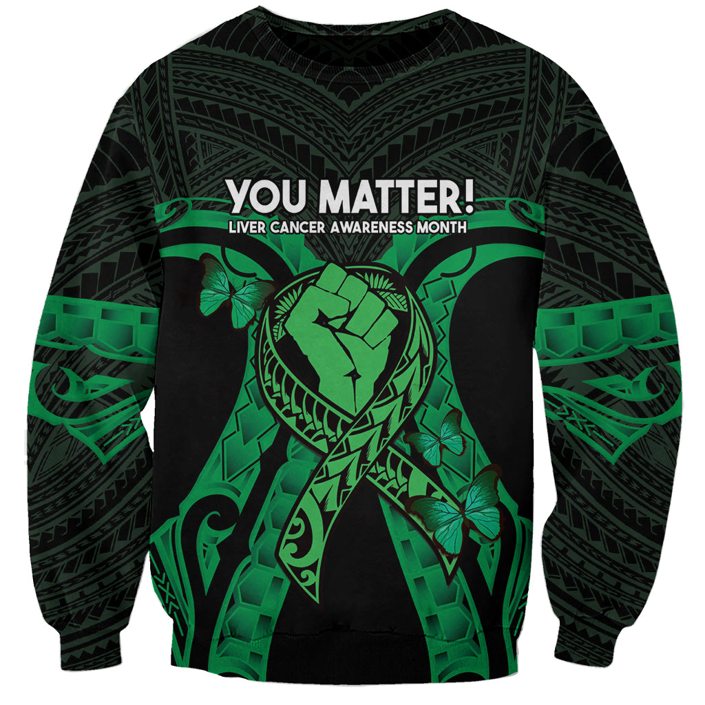 ADHD Awareness Month You Matter Sweatshirt Green Polynesian Ribbon