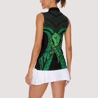ADHD Awareness Month You Matter Women Sleeveless Polo Shirt Green Polynesian Ribbon