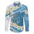 Blue Hawaii Shark Tattoo Family Matching Off Shoulder Short Dress and Hawaiian Shirt Frangipani With Polynesian Pastel Version