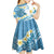 Blue Hawaii Shark Tattoo Kid Short Sleeve Dress Frangipani With Polynesian Pastel Version
