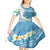 Blue Hawaii Shark Tattoo Kid Short Sleeve Dress Frangipani With Polynesian Pastel Version