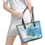 Blue Hawaii Shark Tattoo Leather Tote Bag Frangipani With Polynesian Pastel Version