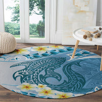 Blue Hawaii Shark Tattoo Round Carpet Frangipani With Polynesian Pastel Version LT14 - Polynesian Pride