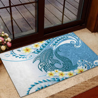 Blue Hawaii Shark Tattoo Rubber Doormat Frangipani With Polynesian Pastel Version LT14 - Polynesian Pride