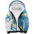 Blue Hawaii Shark Tattoo Sherpa Hoodie Frangipani With Polynesian Pastel Version