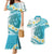 Turquoise Hawaii Shark Tattoo Couples Matching Mermaid Dress and Hawaiian Shirt Frangipani With Polynesian Pastel Version