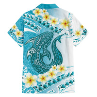 Turquoise Hawaii Shark Tattoo Family Matching Tank Maxi Dress and Hawaiian Shirt Frangipani With Polynesian Pastel Version LT14 - Polynesian Pride