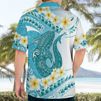 Turquoise Hawaii Shark Tattoo Hawaiian Shirt Frangipani With Polynesian Pastel Version