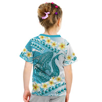 Turquoise Hawaii Shark Tattoo Kid T Shirt Frangipani With Polynesian Pastel Version