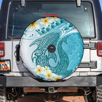 Turquoise Hawaii Shark Tattoo Spare Tire Cover Frangipani With Polynesian Pastel Version