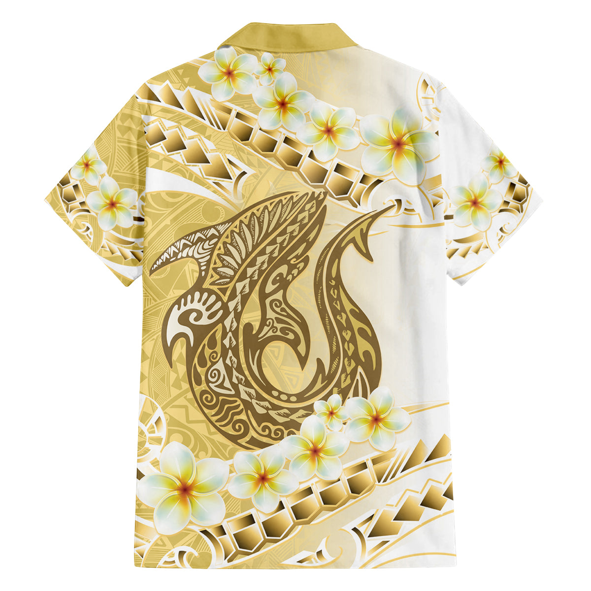 Gold Hawaii Shark Tattoo Family Matching Summer Maxi Dress and Hawaiian Shirt Frangipani With Polynesian Pastel Version LT14 - Polynesian Pride