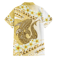 Gold Hawaii Shark Tattoo Family Matching Summer Maxi Dress and Hawaiian Shirt Frangipani With Polynesian Pastel Version LT14 - Polynesian Pride