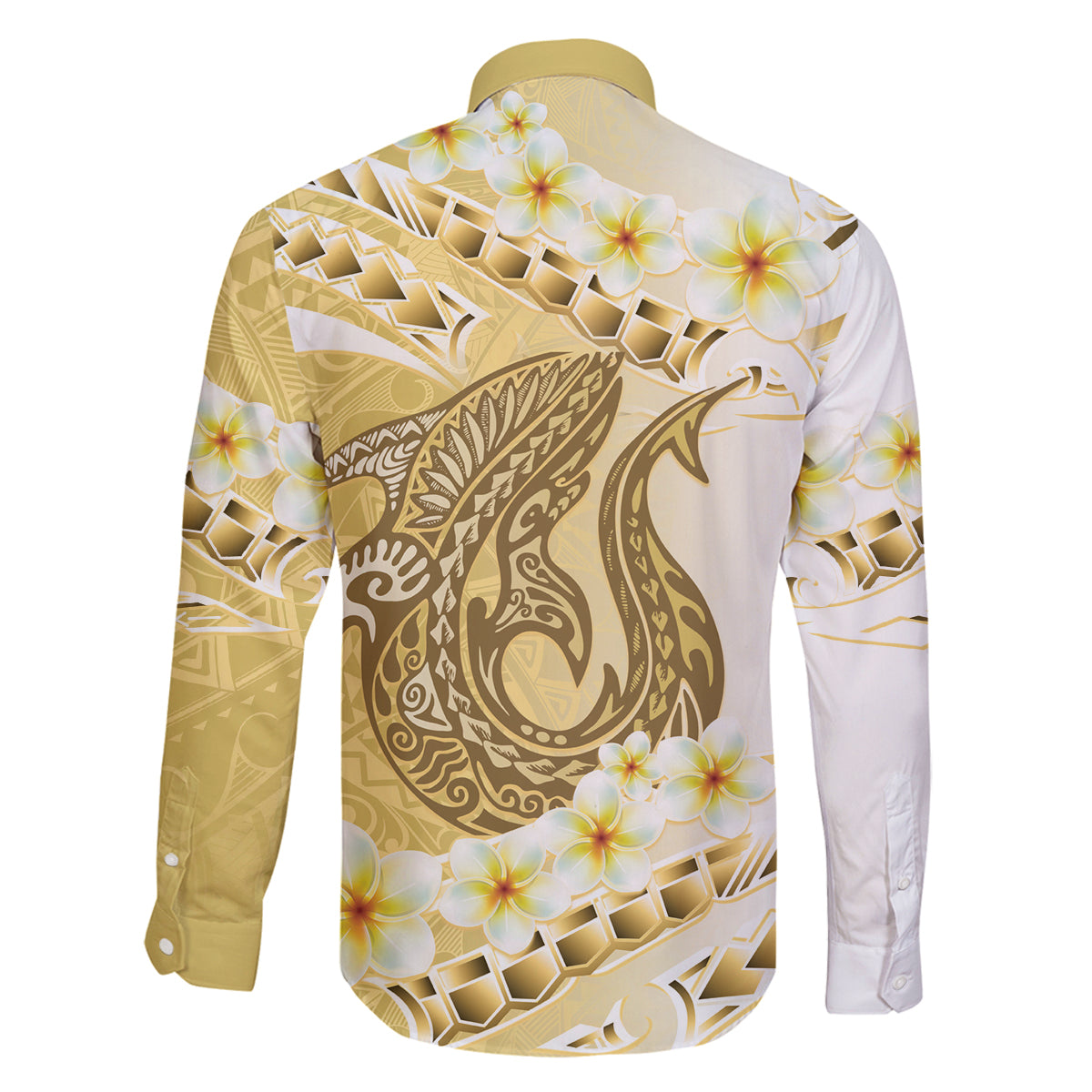 Gold Hawaii Shark Tattoo Family Matching Summer Maxi Dress and Hawaiian Shirt Frangipani With Polynesian Pastel Version LT14 - Polynesian Pride