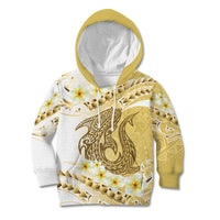 Gold Hawaii Shark Tattoo Kid Hoodie Frangipani With Polynesian Pastel Version