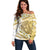 Gold Hawaii Shark Tattoo Off Shoulder Sweater Frangipani With Polynesian Pastel Version