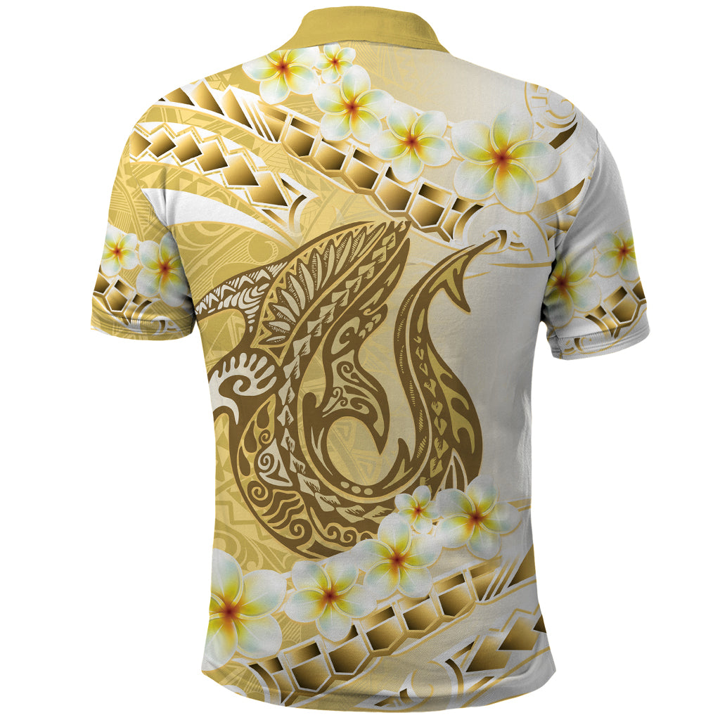 Gold Hawaii Shark Tattoo Polo Shirt Frangipani With Polynesian Pastel Version