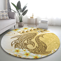 Gold Hawaii Shark Tattoo Round Carpet Frangipani With Polynesian Pastel Version LT14 - Polynesian Pride