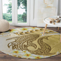 Gold Hawaii Shark Tattoo Round Carpet Frangipani With Polynesian Pastel Version LT14 - Polynesian Pride